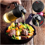 2 in 1 Glass Oil Sprayer & Dispenser,16oz/470ml Olive Cooking, Air Fryer, and Salad, for Kitchen Gadgets and Air Fryer Accessories, w/Stickers (Black)