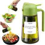 2 in 1 Glass Oil Sprayer & Dispenser,16oz/470ml Olive Cooking, Air Fryer, and Salad, for Kitchen Gadgets and Air Fryer Accessories, w/Stickers (Black)