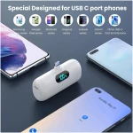 [2-Pack] Mini Portable Charger 5000mAh Power Bank,3A PD USB C Cell Phone Portable Power, LCD Display Battery Pack Compatible with iPhone 16/15/15 plus/15 pro/15 pro...