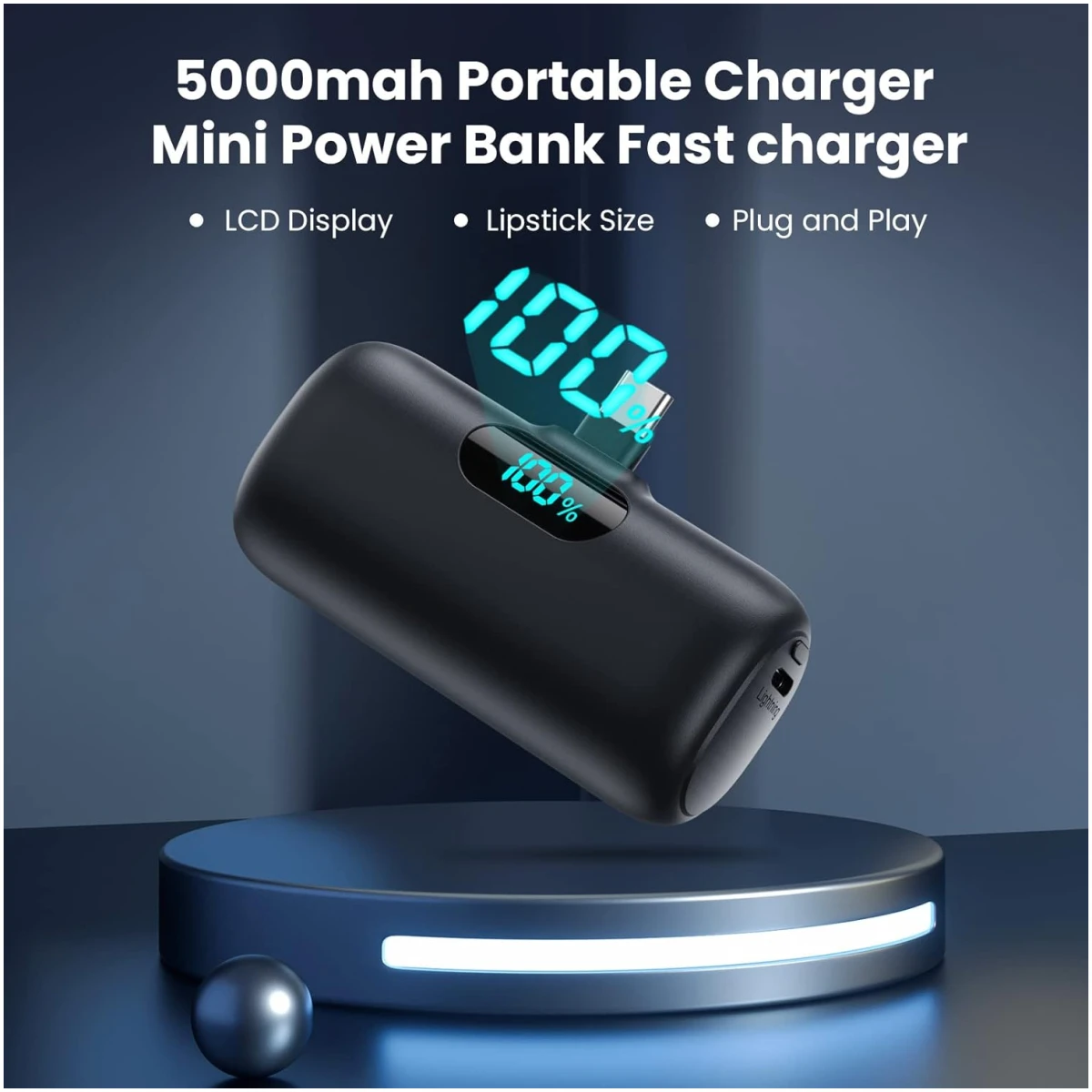 [2-Pack] Mini Portable Charger 5000mAh Power Bank,3A PD USB C Cell Phone Portable Power, LCD Display Battery Pack Compatible with iPhone 16/15/15 plus/15 pro/15 pro...