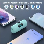 [2-Pack] Mini Portable Charger 5000mAh Power Bank,3A PD USB C Cell Phone Portable Power, LCD Display Battery Pack Compatible with iPhone 16/15/15 plus/15 pro/15 pro...
