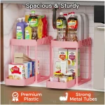 2 Pack Multi-Purpose Pull-Out Storage Organizers, Under Sink & Cabinet Organizers, 12.8 Inch Pink