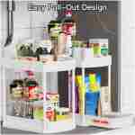 2 Pack Multi-Purpose Pull-Out Storage Organizers, Under Sink & Cabinet Storage, 12.8 Inch, White