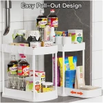 2 Pack Multi-Purpose Pull-Out Storage Organizers, Under Sink & Cabinet Storage, 12.8 Inch, White