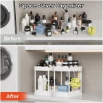 2 Pack Multi-Purpose Pull-Out Storage Organizers, Under Sink & Cabinet Storage, 12.8 Inch, White