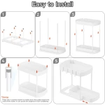 2 Pack Multi-Purpose Pull-Out Storage Organizers, Under Sink & Cabinet Storage, 12.8 Inch, White