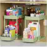 2 Pack Multi-Purpose Pull-Out Storage Organizers, Under Sink & Cabinet Storage, 12.8 Inch, White