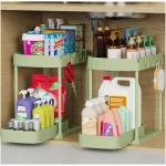 2 Pack Multi-Purpose Pull-Out Storage Organizers, Under Sink & Cabinet Storage, 12.8 Inch, White