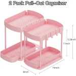 2 Pack Multi-Purpose Pull-Out Storage Organizers, Under Sink & Cabinet Organizers, 12.8 Inch Pink