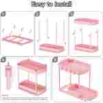 2 Pack Multi-Purpose Pull-Out Storage Organizers, Under Sink & Cabinet Organizers, 12.8 Inch Pink