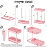 2 Pack Multi-Purpose Pull-Out Storage Organizers, Under Sink & Cabinet Organizers, 12.8 Inch Pink