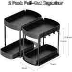 2 Pack Multi-Purpose Pull-Out Storage Organizers, Under Sink Organizers and Storage for Bathroom & Kitchen, Under Cabinet Organizers and storage, 12.8 Inch, Black