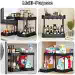 2 Pack Multi-Purpose Pull-Out Storage Organizers, Under Sink Organizers and Storage for Bathroom & Kitchen, Under Cabinet Organizers and storage, 12.8 Inch, Black