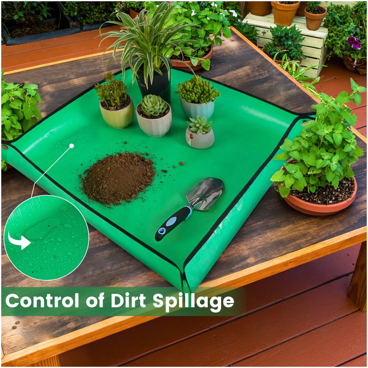 2 PCS 27 "x 27" Repotting Mat for Indoor Plant Transplanting and Mess Control Thickened Waterproof Potting Tray Foldable Succulent Potting Mat Portable Gardening Mat Green