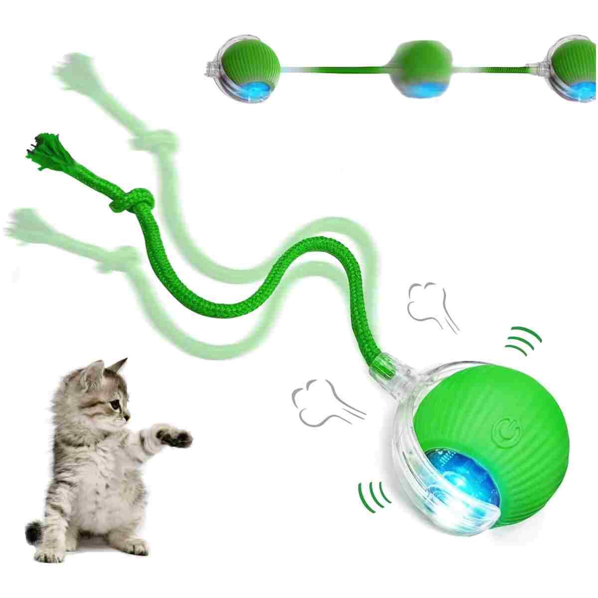 2025 Upgraded Interactive Cat Toys Balls，Interactive Rolling Cat Ball, Automatic Moving Cat/Dog Balls for Indoor Cats 360° Fast Rolling on Carpet, Motion Activate Cat/Dog Toys...