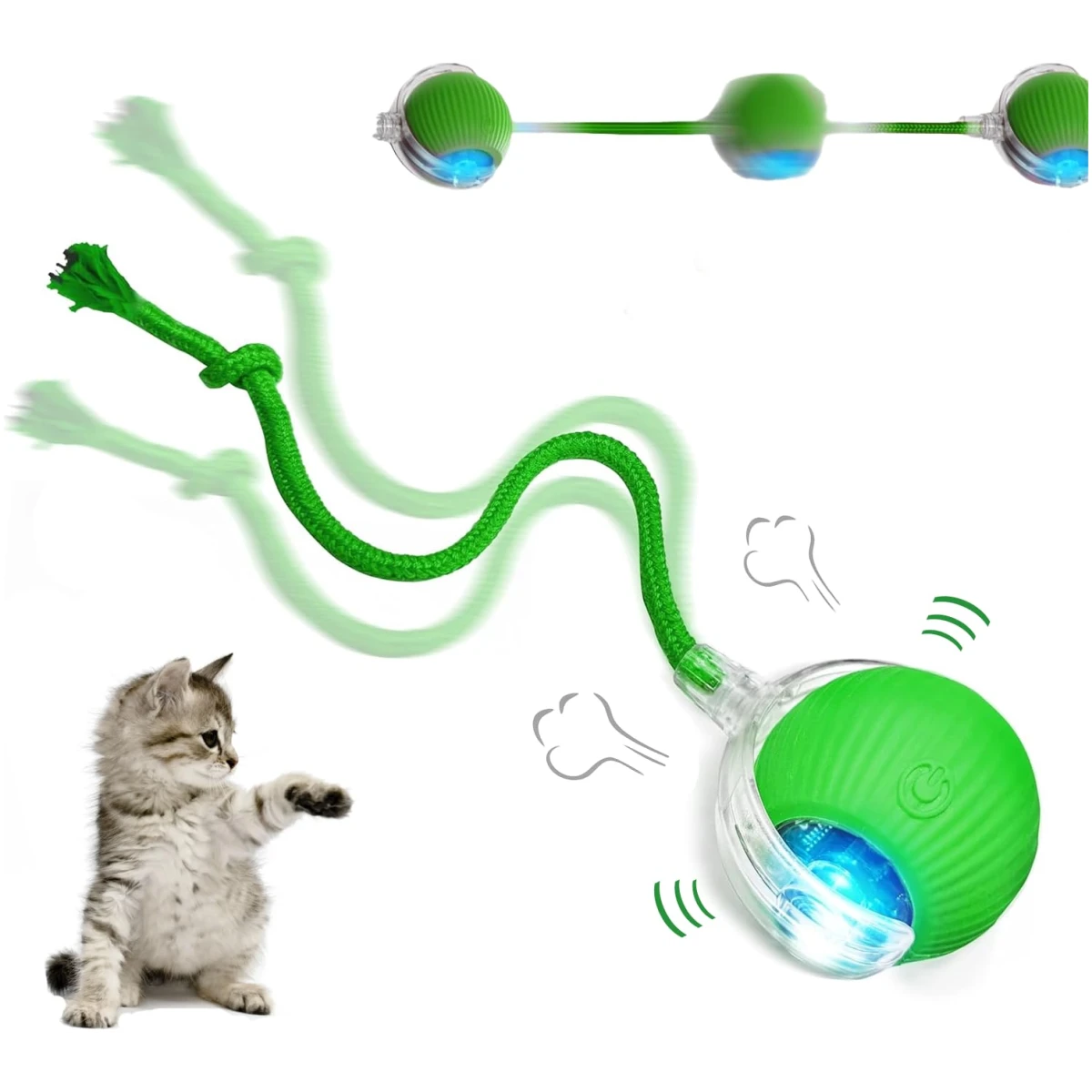 2025 Upgraded Interactive Cat Toys Balls，Interactive Rolling Cat Ball, Automatic Moving Cat/Dog Balls for Indoor Cats 360° Fast Rolling on Carpet, Motion Activate Cat/Dog Toys...