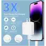 20W USB C Fast Charger 10 FT [MFi Certified] Compatible with iPhone 14 13 12 11 XS XR X 8 iPad, 3 Pack PD Wall Charger Block with 10FT Long Type C Lightning Cable (White)