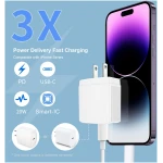 20W USB C Fast Charger 10 FT [MFi Certified] Compatible with iPhone 14 13 12 11 XS XR X 8 iPad, 3 Pack PD Wall Charger Block with 10FT Long Type C Lightning Cable (White)