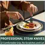 24-Piece Black Silverware Set with Steak Knives, Black Flatware Set for 4, Food-Grade Stainless Steel Tableware Cutlery Set, Mirror Finished Utensil Sets for Home Restaurant