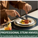 24-Piece Black Silverware Set with Steak Knives, Black Flatware Set for 4, Food-Grade Stainless Steel Tableware Cutlery Set, Mirror Finished Utensil Sets for Home Restaurant