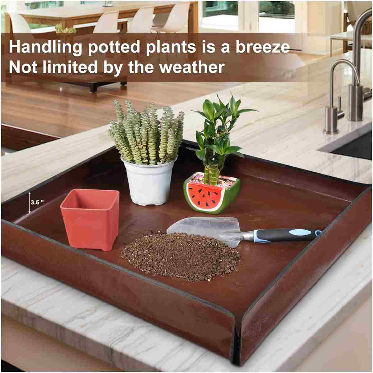 27"x 27" Repotting Mat for Indoor Plant Transplanting and Mess Control Foldable Waterproof Potting Tray-Easy to Clean Gardening Gifts for Plant Lovers