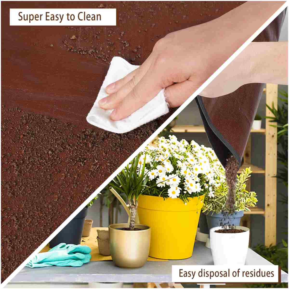 27"x 27" Repotting Mat for Indoor Plant Transplanting and Mess Control Foldable Waterproof Potting Tray-Easy to Clean Gardening Gifts for Plant Lovers