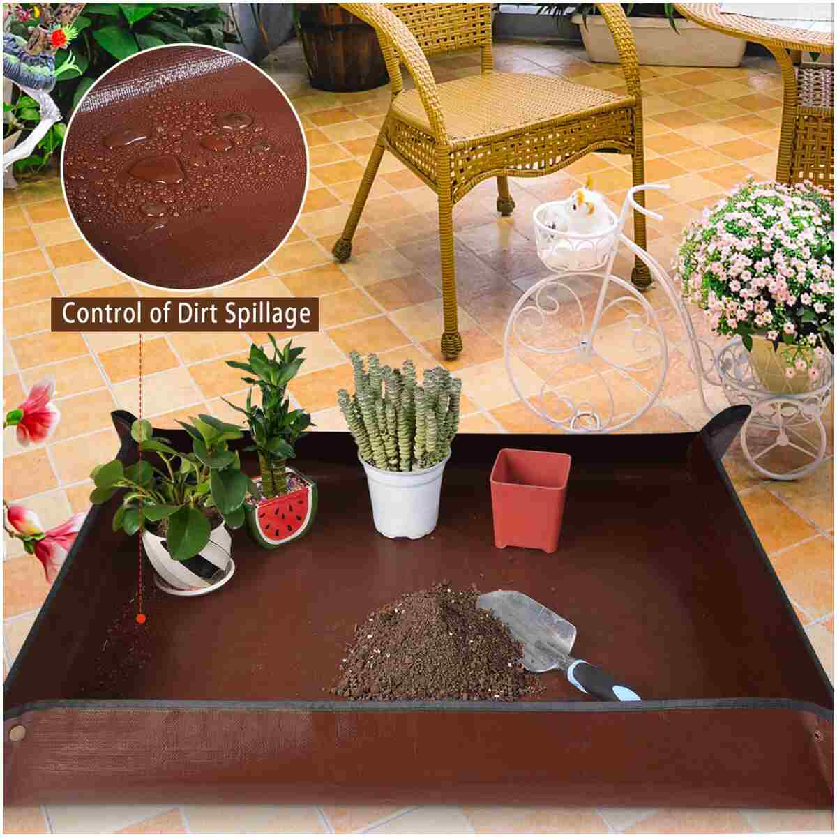 27"x 27" Repotting Mat for Indoor Plant Transplanting and Mess Control Foldable Waterproof Potting Tray-Easy to Clean Gardening Gifts for Plant Lovers