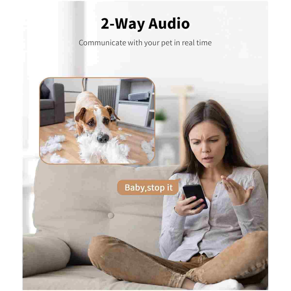 2K Pet Camera Treat Dispenser, 360°View Dog Camera with Phone App, 5G&2.4G WiFi 2-Way Talk Pet Camera Indoor for Cats Remote Treat Tossing, Motion Alerts, Auto Tracking