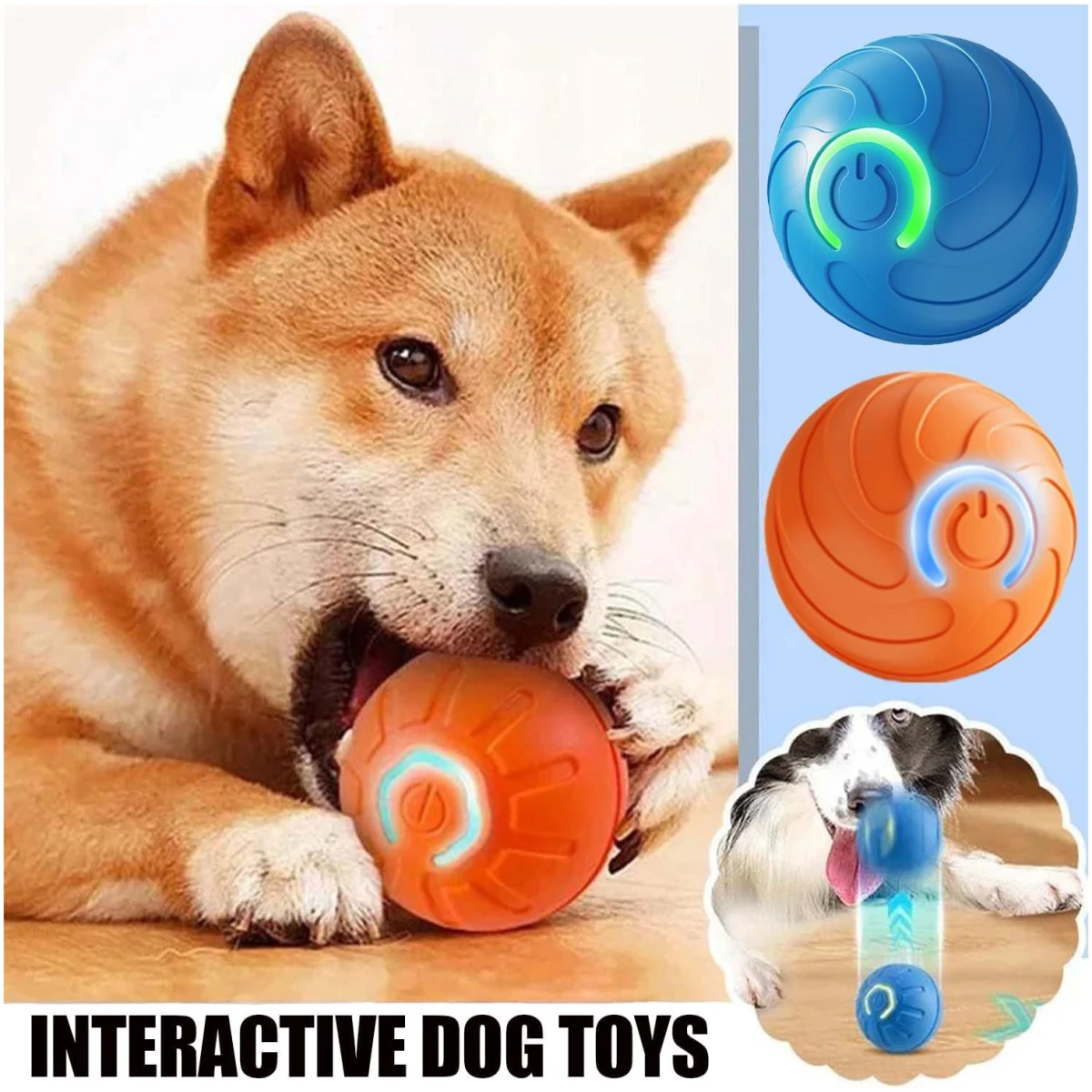 2PCS Shaky Ball Toy for Dogs, Vibrating Dog Ball, USB Rechargeable, Interactive, Automatic Moving, Bouncing, Perfect for Small, Medium, Large Dogs