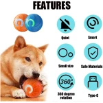 2PCS Shaky Ball Toy for Dogs, Vibrating Dog Ball, USB Rechargeable, Interactive, Automatic Moving, Bouncing, Perfect for Small, Medium, Large Dogs
