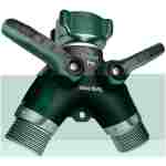 2WAYZ Hose Splitter 2 Way Heavy Duty Outdoor Faucet and Garden Connector - Water Spigot Splitter - Durable All-Metal Y Adapter with Shut-Off Valve - 4 x 4 x 1.5 Inches