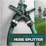 2WAYZ Hose Splitter 2 Way Heavy Duty Outdoor Faucet and Garden Connector - Water Spigot Splitter - Durable All-Metal Y Adapter with Shut-Off Valve - 4 x 4 x 1.5 Inches