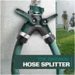 2WAYZ Hose Splitter 2 Way Heavy Duty Outdoor Faucet and Garden Connector - Water Spigot Splitter - Durable All-Metal Y Adapter with Shut-Off Valve - 4 x 4 x 1.5 Inches