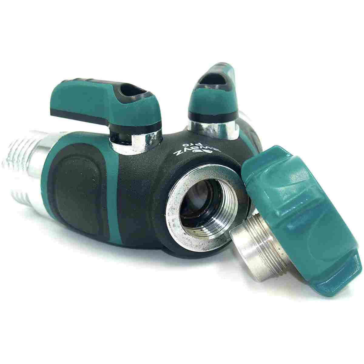 2WAYZ Hose Splitter 2 Way Heavy Duty Outdoor Faucet and Garden Connector - Water Spigot Splitter - Durable All-Metal Y Adapter with Shut-Off Valve - 4 x 4 x 1.5 Inches