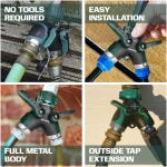 2WAYZ Hose Splitter 2 Way Heavy Duty Outdoor Faucet and Garden Connector - Water Spigot Splitter - Durable All-Metal Y Adapter with Shut-Off Valve - 4 x 4 x 1.5 Inches