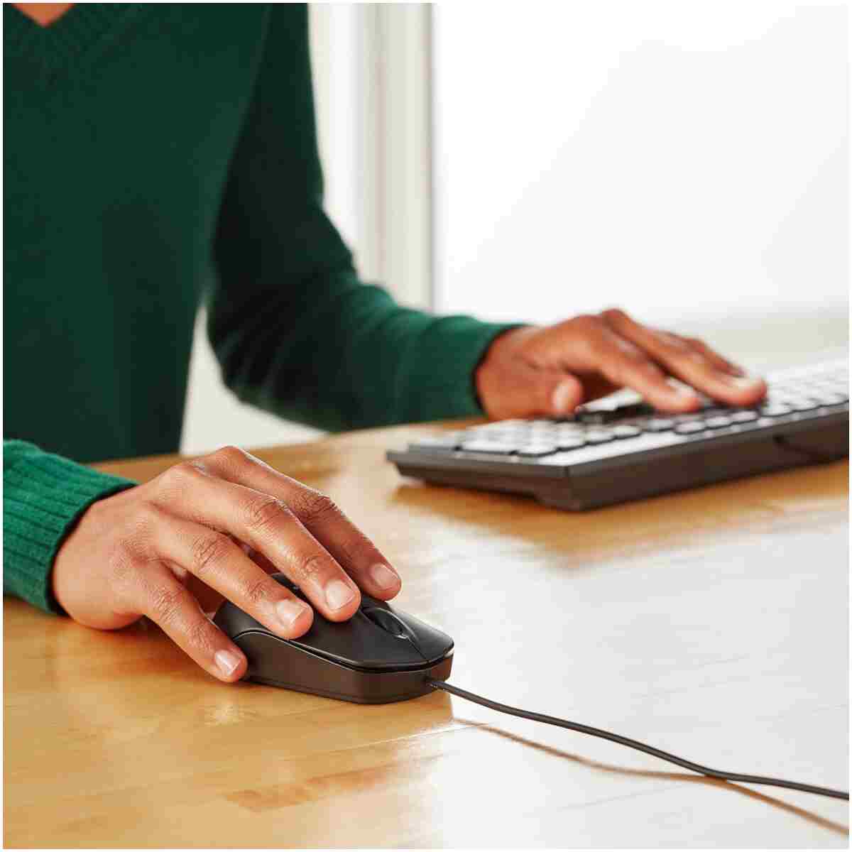 3-Button USB Wired Mouse with Scrolling and Tracking - Standard, Black
