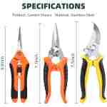 3-Pack Stainless Steel Pruning Shears, Pruning Snips and Clippers for Gardening