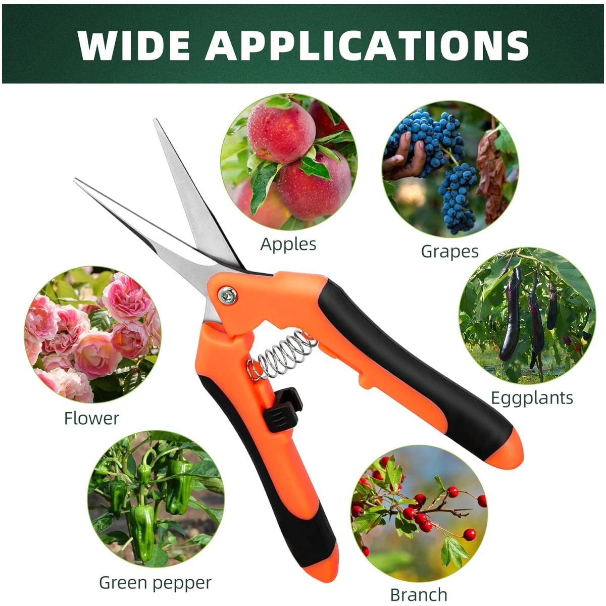3-Pack Stainless Steel Pruning Shears, Pruning Snips and Clippers for Gardening