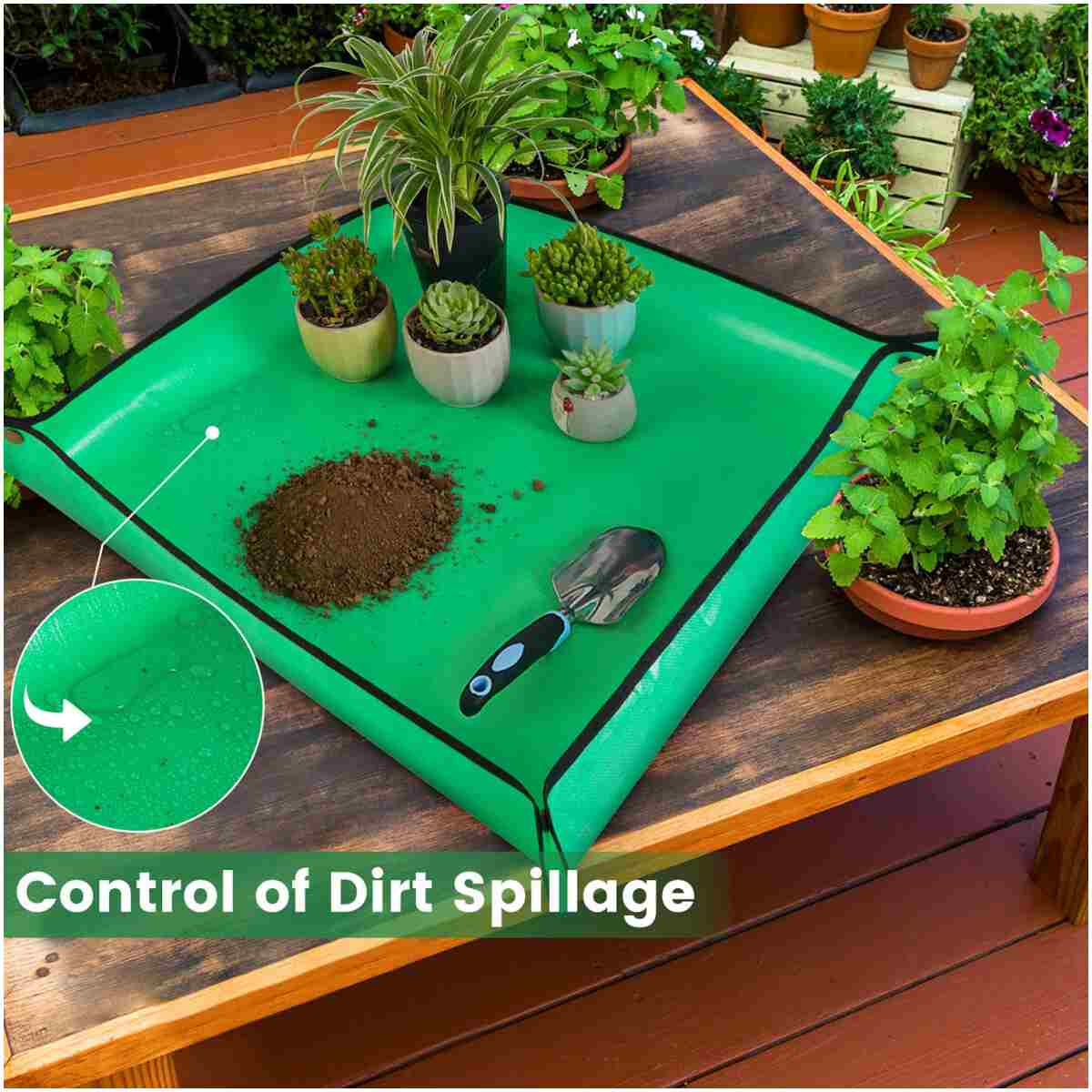 3 PCS 27"x 27" PE Waterproof Indoor & Outdoor Potting Mat, Green, 27" x 27"