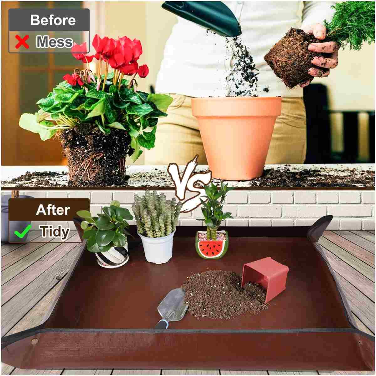 3 PCS 27"x 27" PE Waterproof Indoor & Outdoor Potting Mat, Green, 27" x 27"