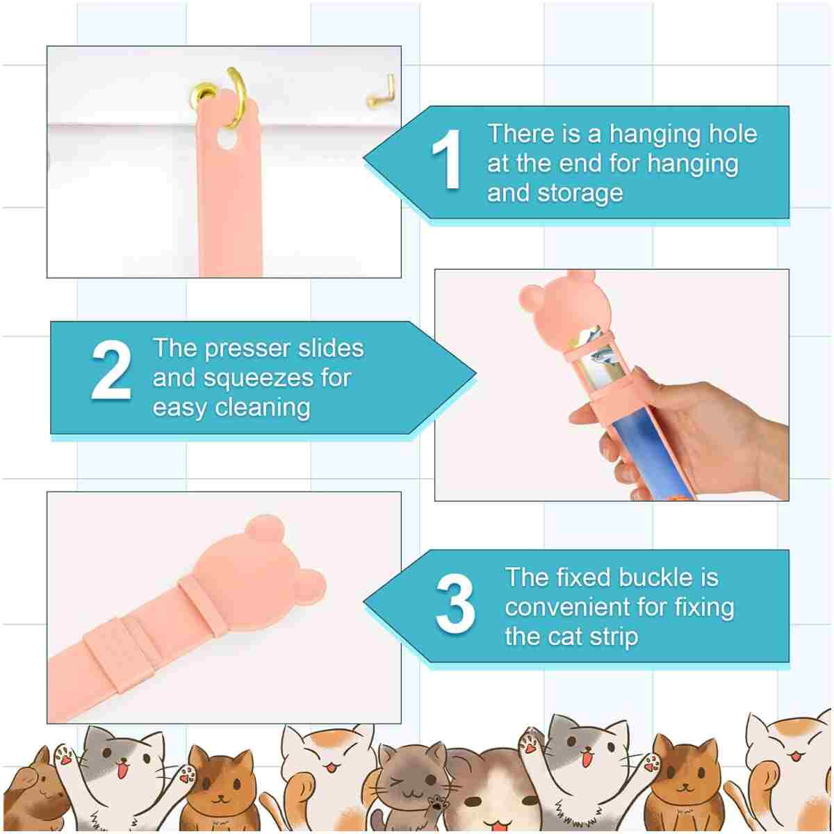3pcs Cat Strip Squeeze Feeders, Cartoon Cute Cat Food Feeder Intelligent Kitten Lickable Snack Happy Spoon Multi-Functional Pet Puree Spoon Innovative Wet Treat Dispenser for...
