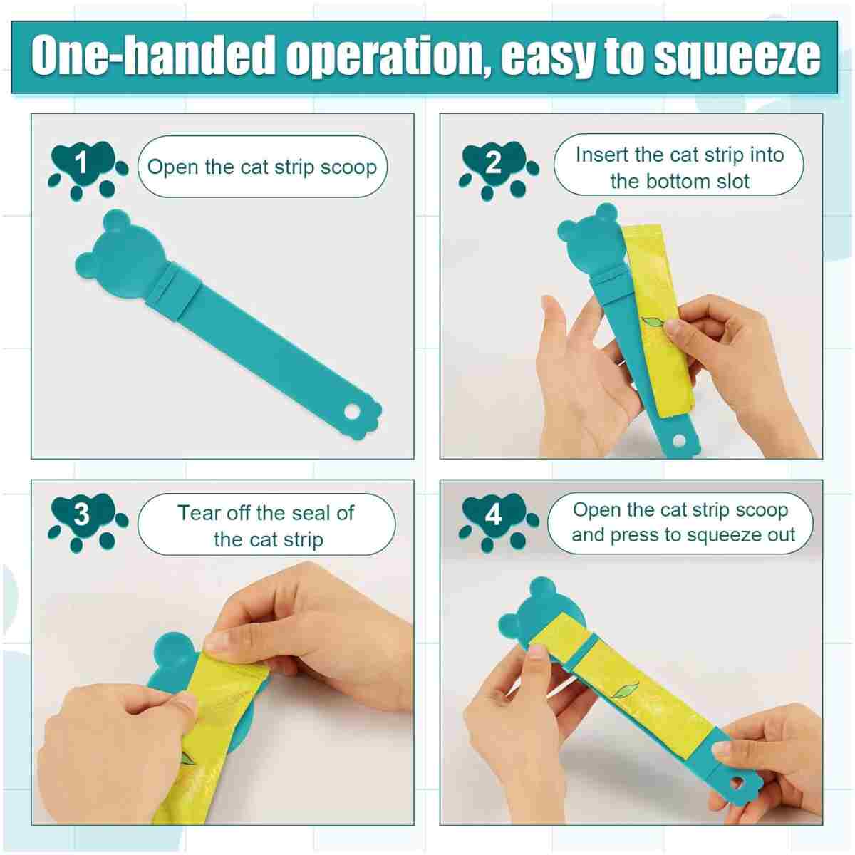 3pcs Cat Strip Squeeze Feeders, Cartoon Cute Cat Food Feeder Intelligent Kitten Lickable Snack Happy Spoon Multi-Functional Pet Puree Spoon Innovative Wet Treat Dispenser for...