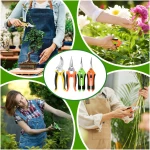 4 Pack Garden Pruning Shears, Stainless Steel Garden Shears, Gardening Shears, Garden Scissors, Garden Clippers, Pruning Snips, Pruning Shears for Gardening Tools (4PCS Yellow...