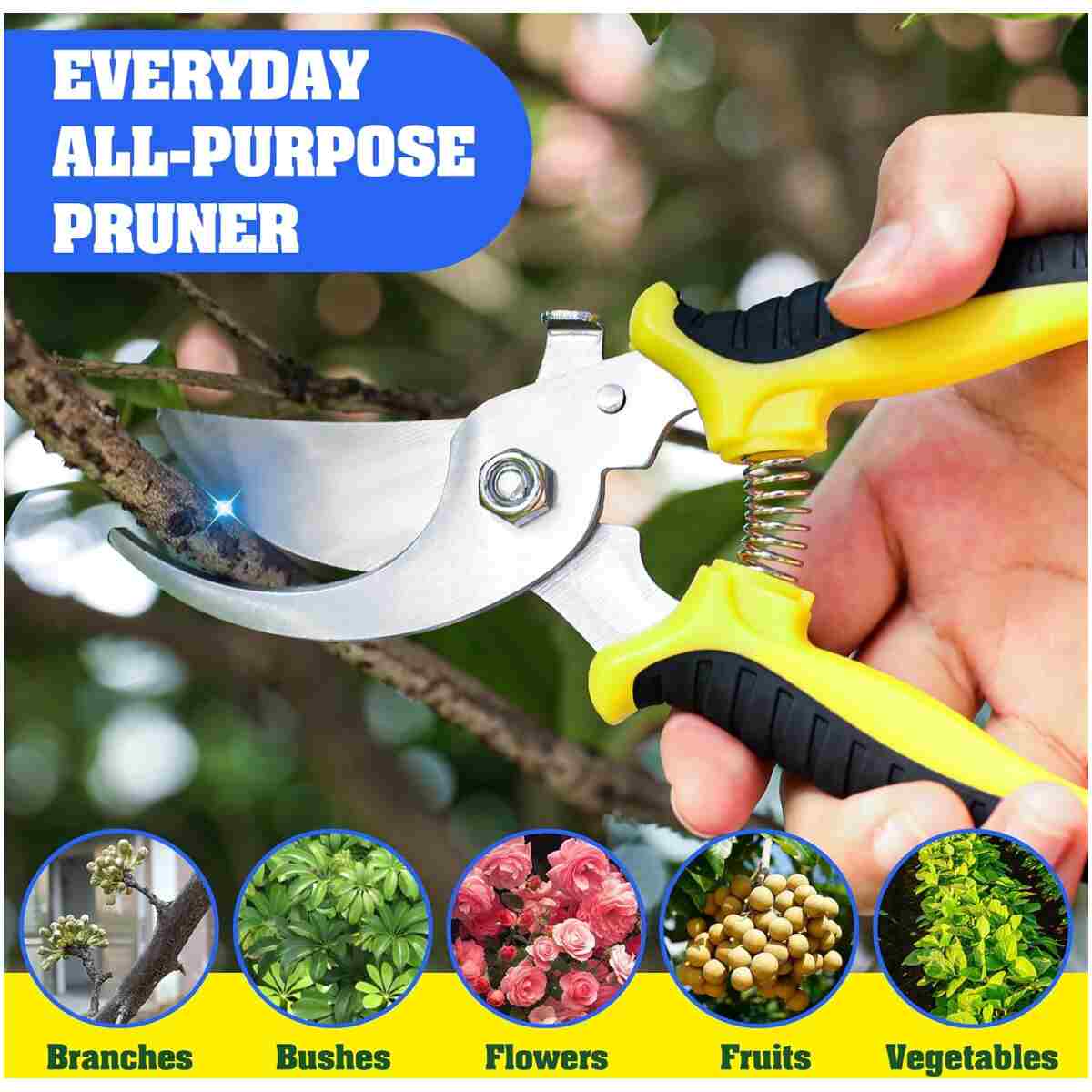 4 Pack Garden Pruning Shears, Stainless Steel Garden Shears, Gardening Shears, Garden Scissors, Garden Clippers, Pruning Snips, Pruning Shears for Gardening Tools (4PCS Yellow...