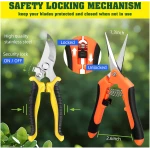 4 Pack Garden Pruning Shears, Stainless Steel Garden Shears, Gardening Shears, Garden Scissors, Garden Clippers, Pruning Snips, Pruning Shears for Gardening Tools (4PCS Yellow...