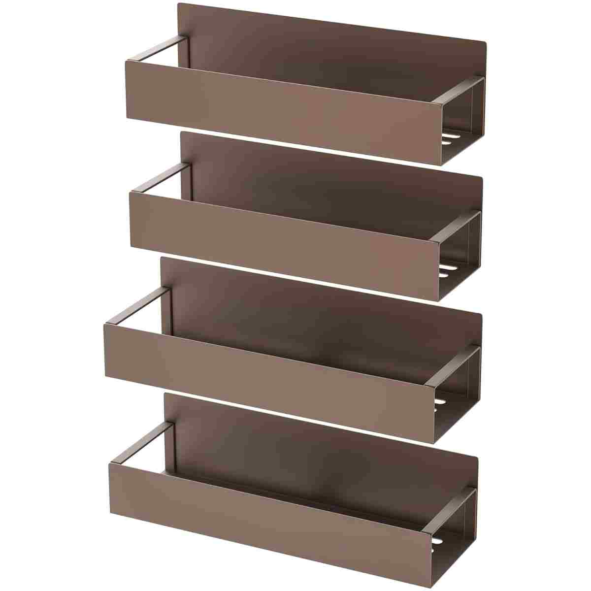 4 Pack Magnetic Spice Storage Rack Organizer for Refrigerator and Oven, Bronze Fridge Organizers and Storage