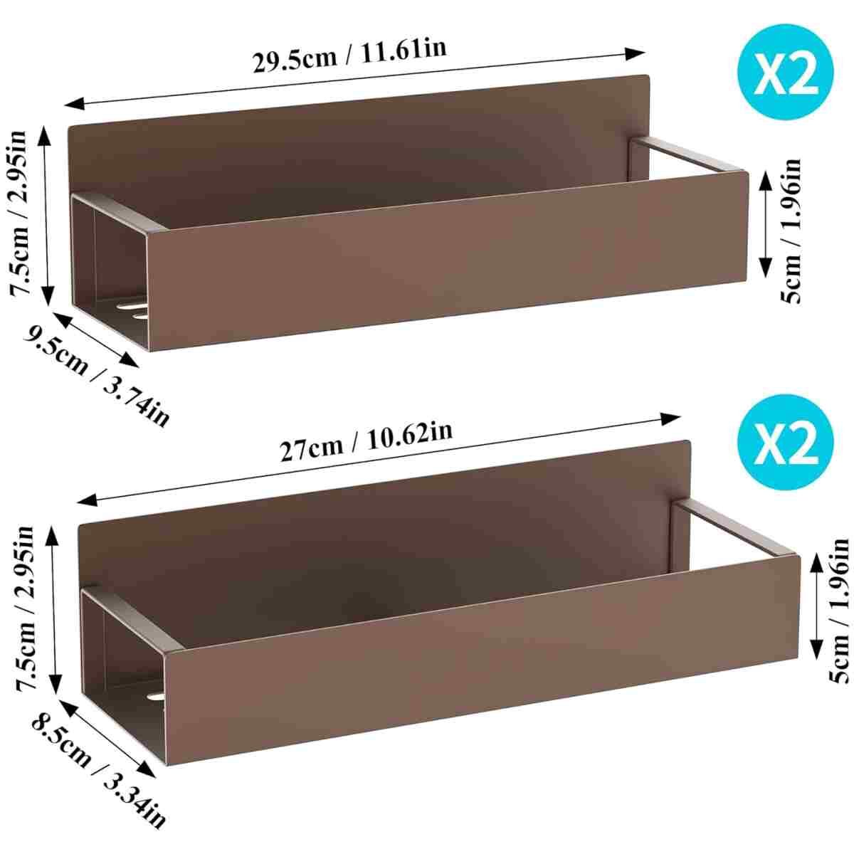 4 Pack Magnetic Spice Storage Rack Organizer for Refrigerator and Oven, Bronze Fridge Organizers and Storage
