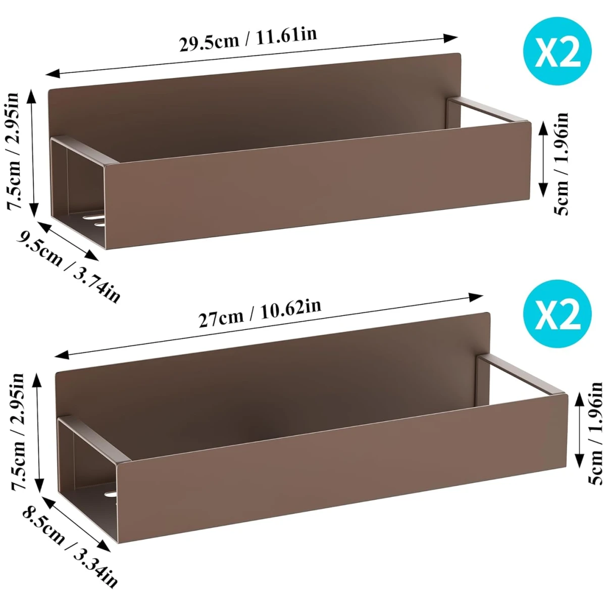 4 Pack Magnetic Spice Storage Rack Organizer for Refrigerator and Oven, Bronze Fridge Organizers and Storage