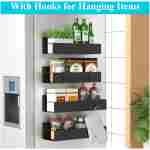 4 Pack Magnetic Spice Storage Rack Organizer for Refrigerator and Oven, Black Fridge Organizers and Storage