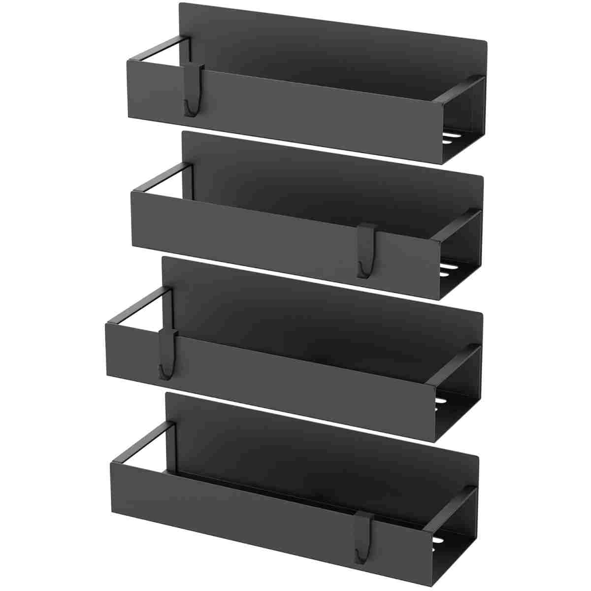 4 Pack Magnetic Spice Storage Rack Organizer for Refrigerator and Oven, Black Fridge Organizers and Storage